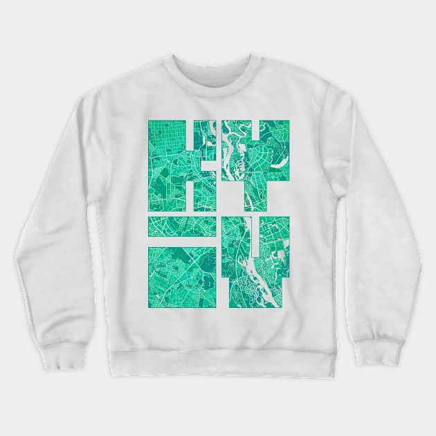 Kyiv, Ukraine City Map Typography - Watercolor Crewneck Sweatshirt by deMAP Studio